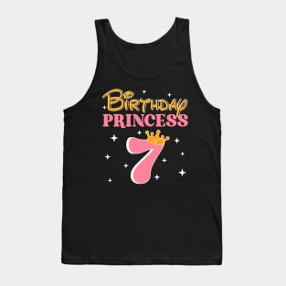 7th Birthday Princess Lover B-day GIft For Girls Toddler Kid Tank Top